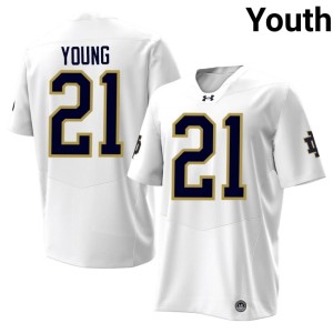 #21 White Youth College Football Notre Dame Kedren Young Alumni Jerseys 302793-119