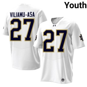 #27 NCAA Kyngstonn Viliamu-Asa White Youth Notre Dame Fighting Irish College Football Jerseys 860012-915