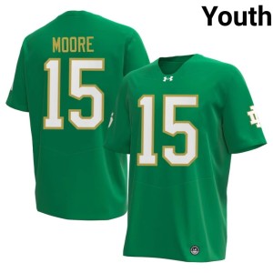 #15 College Football Green UND Youth Embroidery Leonard Moore Jersey 686754-567