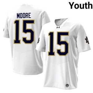 #15 Leonard Moore College Football White Youth University Notre Dame Fighting Irish Jerseys 468608-538