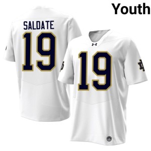 #19 College Football Youth University of Notre Dame Logan Saldate Alumni White Jerseys 262129-110