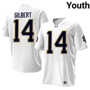 #14 College Football UND Game White Micah Gilbert Youth Jersey 147871-648