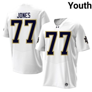 #77 Youth Irish Game College Football White Peter Jones Jersey 157807-944