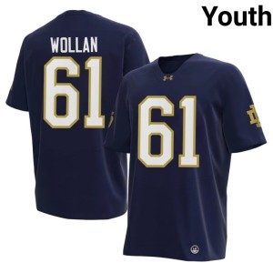 #61 Embroidery Robbie Wollan Youth Navy Notre Dame College Football Jersey 311018-871