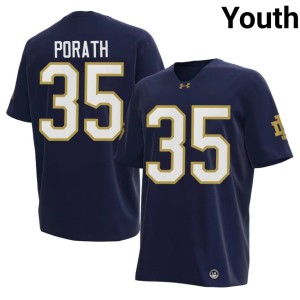 #35 Spencer Porath University UND Youth College Football Navy Jerseys 851056-355