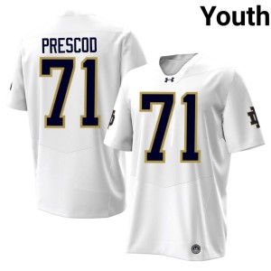 #71 College Football Embroidery The Irish Styles Prescod Youth White Jersey 702516-788