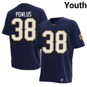 #38 College Football Navy University of Notre Dame Tommy Powlus Embroidery Youth Jersey 951810-407