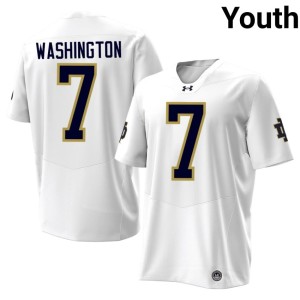 #7 College Football White Ty Washington Youth Irish Player Jersey 252738-282