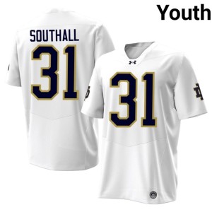 #31 Youth White UND College Football Xavier Southall Embroidery Jersey 279126-824