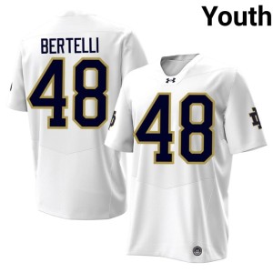 #48 College Football Youth White Angelo Bertelli University of Notre Dame Game Jersey 259808-591
