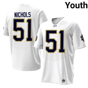 #51 Fighting Irish College Football Youth Alumni Ben Nichols White Jerseys 336708-582