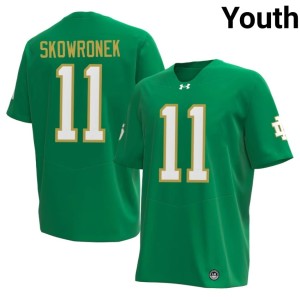 #11 College Football Embroidery Ben Skowronek Youth University of Notre Dame Green Jerseys 662490-284