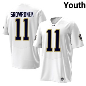 #11 High School College Football UND Ben Skowronek White Youth Jersey 711015-534