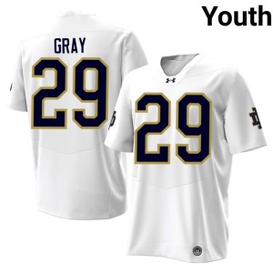 #29 College Football White Youth Embroidery Christian Gray University of Notre Dame Jersey 331689-480
