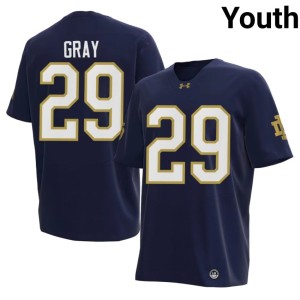 #29 Limited ND College Football Christian Gray Navy Youth Jerseys 471622-378