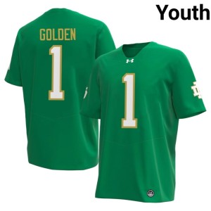#1 Notre Dame College Football Dallas Golden Embroidery Youth Green Jersey 465086-393
