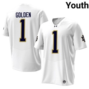 #1 Youth College Football Dallas Golden White University of Notre Dame Limited Jersey 791341-236