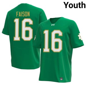 #16 NCAA College Football Green Notre Dame Youth Dylan Faison Jersey 254775-481
