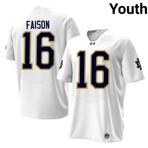 #16 Youth White Alumni Dylan Faison Irish College Football Jerseys 136767-852