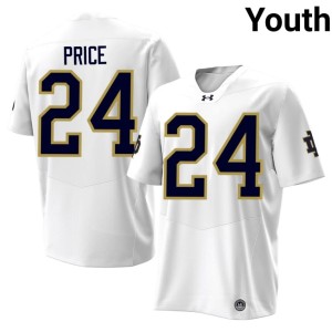 #24 University of Notre Dame Jadarian Price White High School Youth College Football Jersey 492447-851