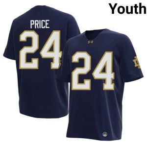 #24 University of Notre Dame Jadarian Price Youth College Football University Navy Jerseys 359257-422