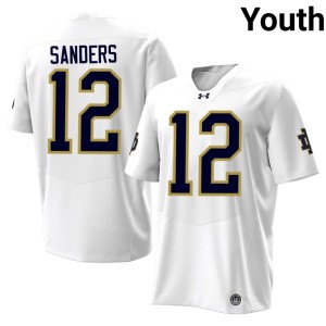 #12 Game University of Notre Dame White Youth College Football Jayden Sanders Jersey 956017-189