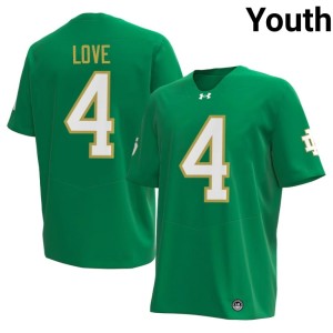 #4 Embroidery Jeremiyah Love Youth College Football Green ND Jerseys 219809-961