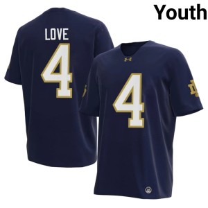 #4 University of Notre Dame Navy College Football Youth Jeremiyah Love NCAA Jerseys 377483-375