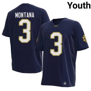 #3 University of Notre Dame Joe Montana Embroidery College Football Navy Youth Jersey 741562-586