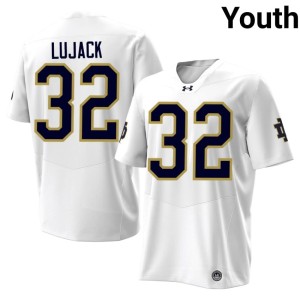 #32 Youth Johnny Lujack Notre Dame Fighting Irish College Football White Replica Jersey 378439-407