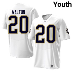 #20 University of Notre Dame Alumni Youth Jonaz Walton White College Football Jersey 958888-916
