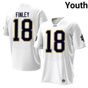 #18 College Football Stitched Youth Notre Dame Kaydon Finley White Jerseys 694785-585