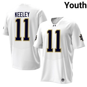 #11 Youth Fighting Irish Keon Keeley Limited White College Football Jersey 739470-376