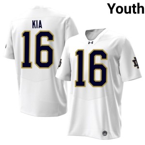 #16 Notre Dame Fighting Irish High School College Football Ko'o Kia Youth White Jerseys 898780-732