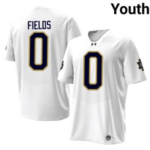 #0 Youth Replica White Malachi Fields Irish College Football Jerseys 868006-262