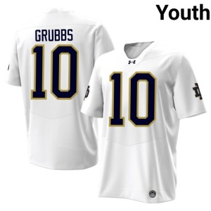 #10 Youth Fighting Irish White College Football Noah Grubbs Alumni Jerseys 253823-396