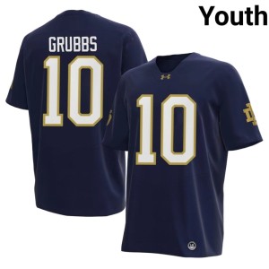 #10 Notre Dame Noah Grubbs College Football Navy Youth Official Jerseys 994584-629
