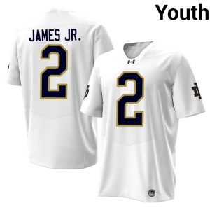 #2 Nolan James Jr. College Football White Youth The Irish Stitched Jerseys 345709-227