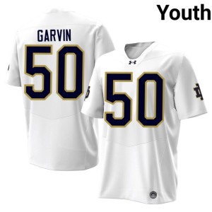 #50 College Football White University University of Notre Dame Sullivan Garvin Youth Jerseys 152336-873