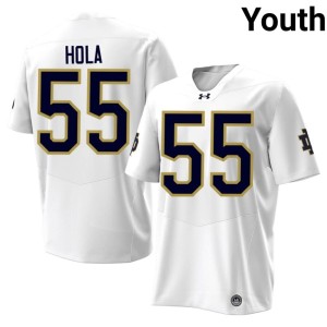 #55 Embroidery College Football Youth Tiki Hola The Irish White Jersey 673388-638