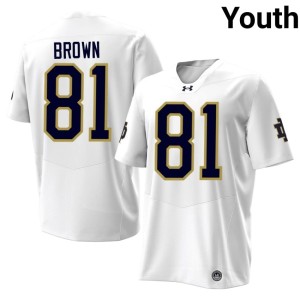 #81 College Football Player Youth Tim Brown UND White Jerseys 247630-794