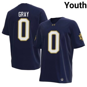 #0 Tionne Gray UND 2026 College Football Navy Youth Jerseys 981190-271