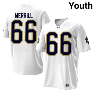 #66 Tyler Merrill College Football NCAA ND White Youth Jerseys 169158-914